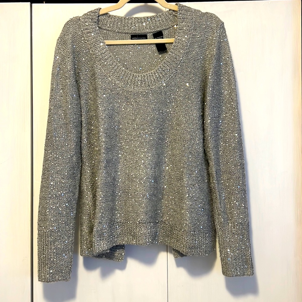 Moda International silver sparkle sweater Large